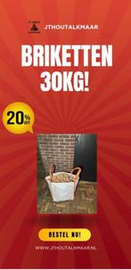 Houtbriketten/haardhout 30kg, Tuin en Terras, Haardhout, Minder dan 3 m³, Ophalen, Overige houtsoorten, Blokken