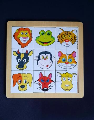 DIERENPUZZEL HOUT 22,5x22,5 DIEREN HOOFDEN PUZZEL 2 TOT 5 JR beschikbaar voor biedingen