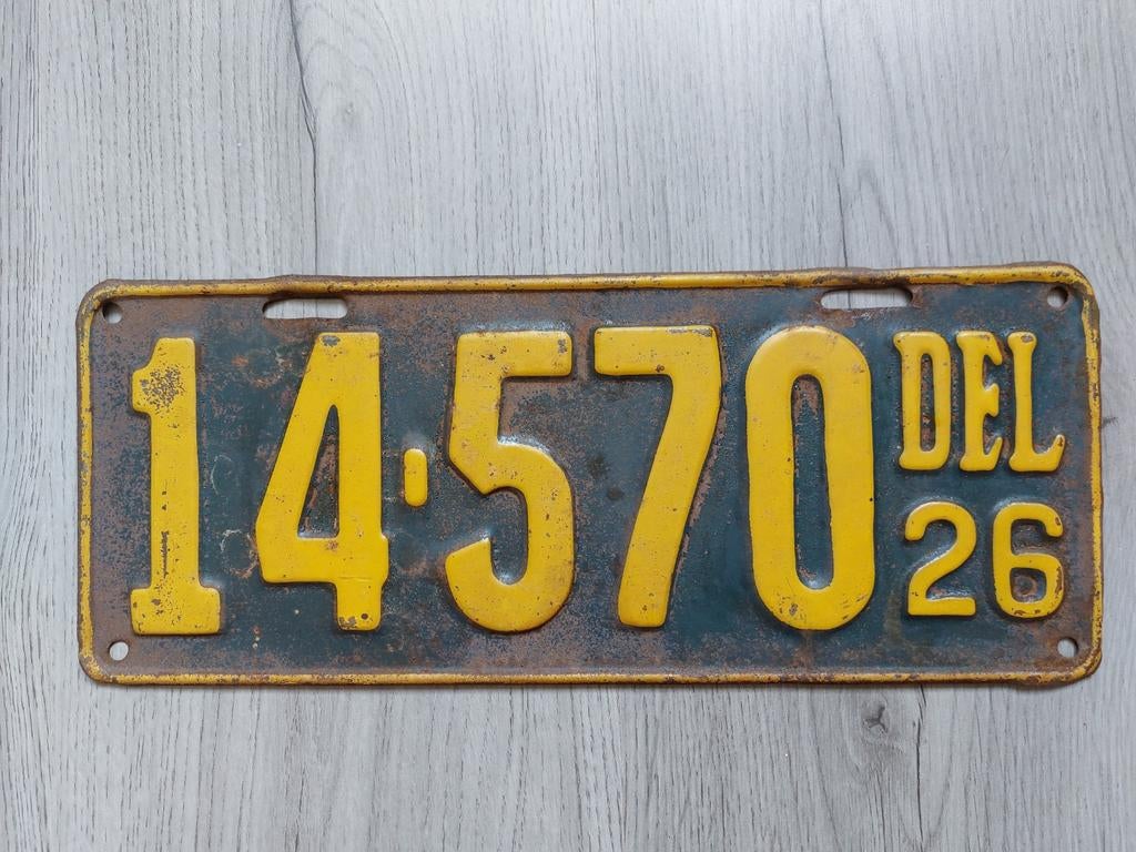 Kentekenplaat 1926 Delaware USA Nummerplaat Nummerbord, Ophalen of Verzenden, Gebruikt, Auto's