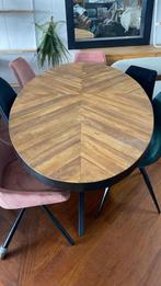 Tafel ovaal 240x110 teak visgraat motief matrix poot hoge ko, 200 cm of meer, Nieuw, 100 tot 150 cm, Metaal