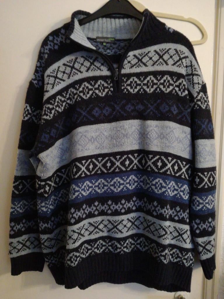 Als nieuw Essentials gebreide trui 50% WOL BLAUW ZWART XXL, Verzenden, Zwart, Overige maten, Essentials