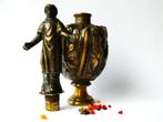 Religieus bronzen flesje met beeldje / wierookflesje flacon, Antiek en Kunst, Ophalen of Verzenden