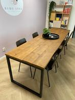 Steigerhouten tafel 280x80 cm met zwarte U-poten, Huis en Inrichting, Tafels | Eettafels, Ophalen, 200 cm of meer, 50 tot 100 cm