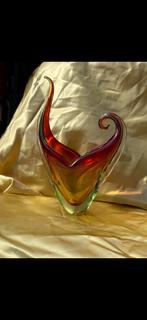 vintage murano stierhoorn vaas sommerso multicolor glaswerk, Antiek en Kunst, Antiek | Glas en Kristal, Ophalen of Verzenden