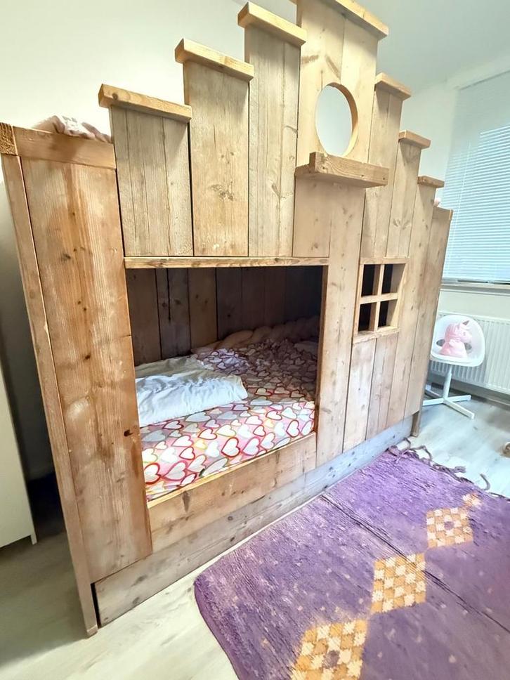 Uniek Houten Kinderbed in Huisstijl Saartje Prum, Kinderen en Baby's, Kinderkamer | Bedden, Gebruikt, 180 cm of meer, 85 tot 100 cm