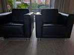 Zwarte leren fauteuils (2 stuks), Huis en Inrichting, Fauteuils, Ophalen
