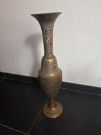 Vintage messing vaas met bloemmotieven 61cm, Ophalen of Verzenden