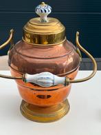 Antieke Koperen Waterketel met Porseleinen Details, Ophalen of Verzenden, Koper