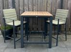 ZGAN bartafel en barstoelen van LIFE, Aluminium, Zo goed als nieuw, Tuinset, Eettafel