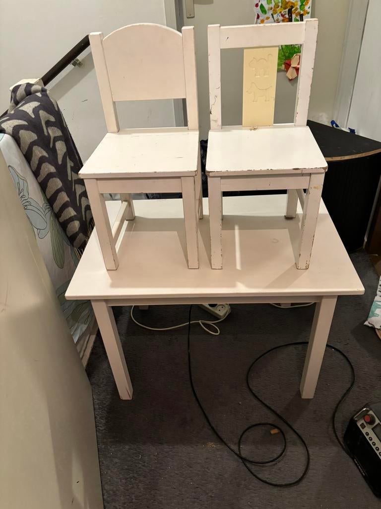 Tafel plus 2 stoelen., Ophalen, Zo goed als nieuw, 50 tot 100 cm, Minder dan 100 cm
