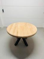Ronde eiken tafel 120 cm | metalen matrix tafelpoot., Ophalen, 100 tot 150 cm, Zo goed als nieuw, Eikenhout