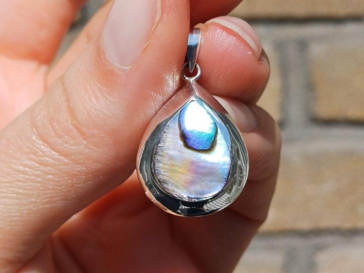 Vanoli 925 zilveren dubbel kettinghanger abalone parelmoer, Sieraden, Tassen en Uiterlijk, Kettinghangers, Nieuw, Zilver, Overige kleuren