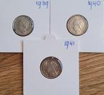 25 cent 1939 - 1940 - 1941, Postzegels en Munten, Munten | Nederland, Setje, Zilver, 25 cent, Ophalen of Verzenden