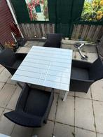 Tuin tafel en 4 stoelen, Ophalen, 4 zitplaatsen, Aluminium, Zo goed als nieuw