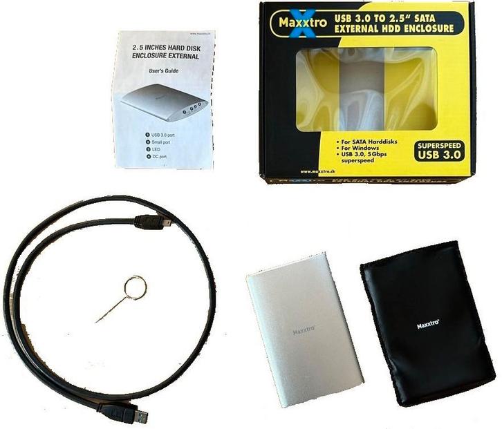 Maxxtro Externe harde schijf behuizing USB 3 / 2,5" Sata HDD, Computers en Software, Harde schijven, Nieuw, Laptop, Extern, HDD