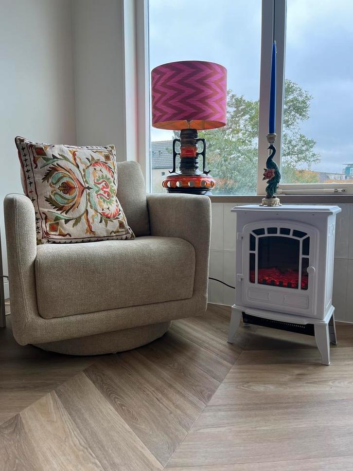 Witte Elektrische Sfeerhaard met Warmte, Huis en Inrichting, Kachels, Gebruikt, Vrijstaand, Overige soorten, Elektrisch, Ophalen