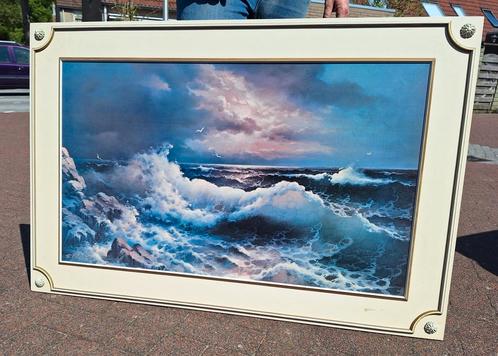 Zeezicht ingelijste prent, Huis en Inrichting, Woonaccessoires | Schilderijen, Tekeningen en Foto's, Zo goed als nieuw, Schilderij