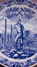Staatsmijn Maurits Mijnwerker Bord Bordje Delfts Blauw, Antiek en Kunst, Antiek | Wandborden en Tegels, Ophalen of Verzenden