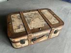 Decoratieve Houten Koffer met Wereldkaart, Verzenden, Gebruikt, Overige houtsoorten, Minder dan 50 cm