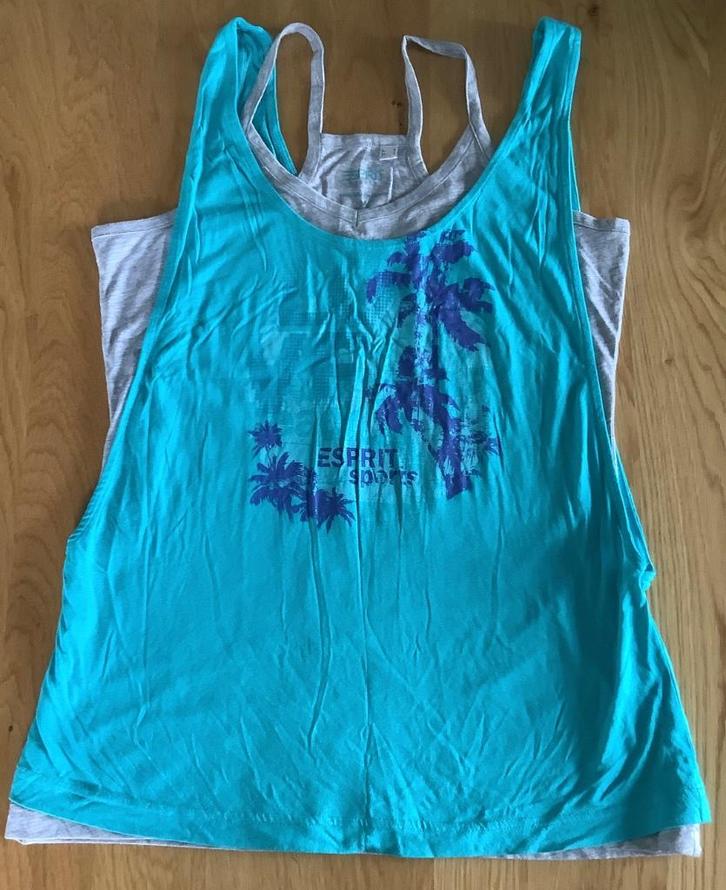 Z.G.A.N dubbellaags top blauw/grijs, Kleding | Dames, Tops, Zo goed als nieuw, Maat 38/40 (M), Blauw, Zonder mouw, Ophalen of Verzenden