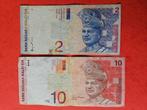 2 en 10 Ringgit Maleisië set, Postzegels en Munten, Bankbiljetten | Azië, Ophalen of Verzenden, Zuidoost-Azië, Setje
