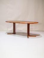 Uitschuifbare eettafel rond teak Laurits Larsen Deens, Huis en Inrichting, Ophalen, 100 tot 150 cm, -, -