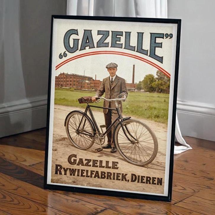 Unieke GAZELLE Advertentie affiche Kunst Poster Print, Verzamelen, Merken en Reclamevoorwerpen, Nieuw, Reclamebord, Ophalen of Verzenden