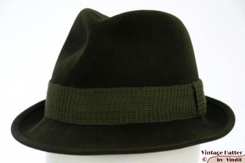 Vintage Gleufhoed Jachthoed trilby Samisch groen fluweel 55 beschikbaar voor biedingen