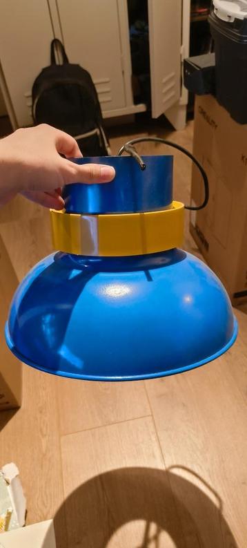 Retro hanglamp blauw/geel