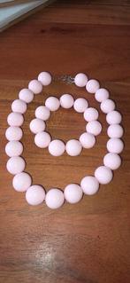 Lichtroze Kralenketting met Armband, Ophalen of Verzenden, Zo goed als nieuw, Roze, Kunststof