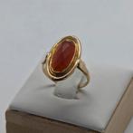 Gouden Ring 14k met Carneool - Maat 17, Sieraden, Tassen en Uiterlijk, Ringen, Gebruikt, Ophalen of Verzenden, 17 tot 18, Met edelsteen