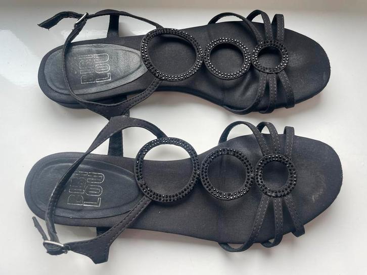 Bibi Lou zwarte sandaaltjes met glitter - maat 38, Kleding | Dames, Schoenen, Gedragen, Sandalen of Muiltjes, Zwart, Ophalen of Verzenden