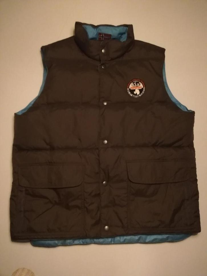 Napapijri reversible bodywarmer oldtimer, maar zgan! Mt M, Kleding | Heren, Bodywarmers, Zo goed als nieuw, Maat 48/50 (M), Bruin