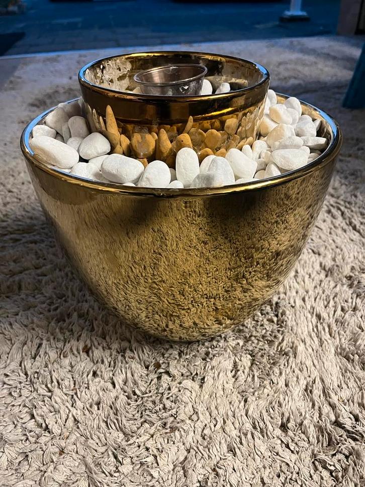 Gel Haard Decoratie - Gouden Schaal met Stenen, Antiek en Kunst, Antiek | Woonaccessoires, Ophalen of Verzenden