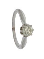 Grote diamant 0,75ct 14k wit gouden luxe dames ring solitair, Voordeelsieraden, Ophalen of Verzenden, Zo goed als nieuw, 17 tot 18