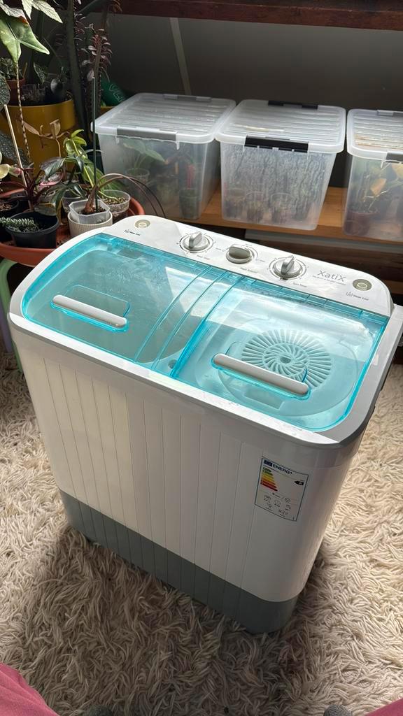XatiX mini wasmachine met dubbele trommel, Witgoed en Apparatuur, Wasmachines, Zo goed als nieuw, Bovenlader, Minder dan 4 kg