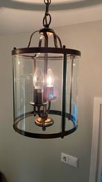 Hanglamp / lantaarn messing en glas, Ophalen, Zo goed als nieuw, Minder dan 25 cm