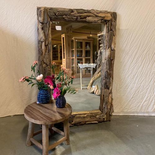 Spiegel – driftwood/ drijfhout - 120 x 80 cm - Bij TTM Wonen, Huis en Inrichting, Woonaccessoires | Spiegels, Nieuw, 75 tot 100 cm
