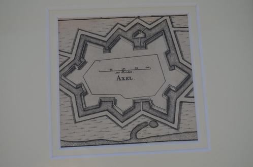 Fraaie ets/gravure Fortificaties/bastions Axel Zee-Vla, Antiek en Kunst, Kunst | Etsen en Gravures, Ophalen of Verzenden