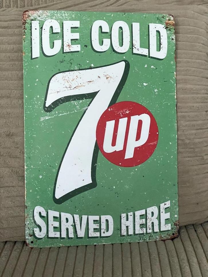 7up reclamebord / wandbord (Old Look), Verzamelen, Merken en Reclamevoorwerpen, Nieuw, Reclamebord, Ophalen of Verzenden