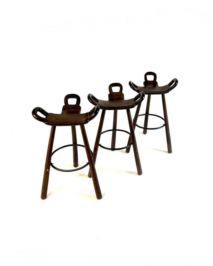 3x vintage Marbella barkruk, Conoform ‘60, Huis en Inrichting, Barkrukken, Zo goed als nieuw, 60 tot 90 cm, Hout, Metaal, 3 krukken
