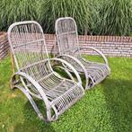 Twee rotan tuinstoelen, lounge, Tuin en Terras, Ophalen, Gebruikt, Rotan