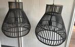 Bamboe lampekappen Zwart 2 stuks, Ophalen of Verzenden, Gebruikt, Hout, Minder dan 50 cm