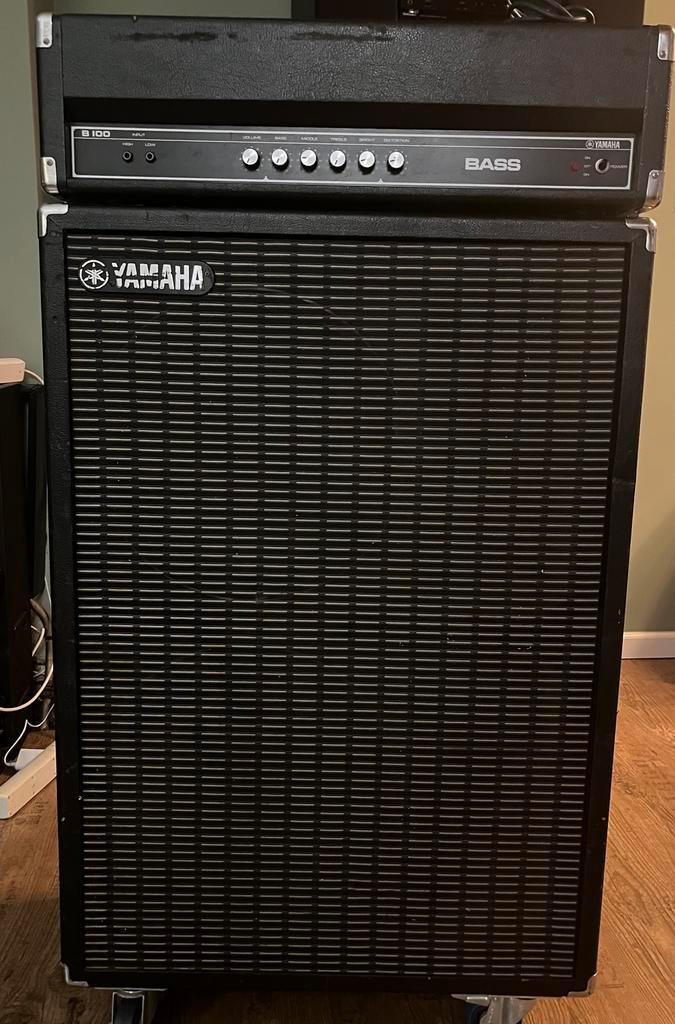 Yamaha vintage basversterker stack – B100 + 2x15” (Japan), Muziek en Instrumenten, Versterkers | Bas en Gitaar, Gebruikt, Basgitaar