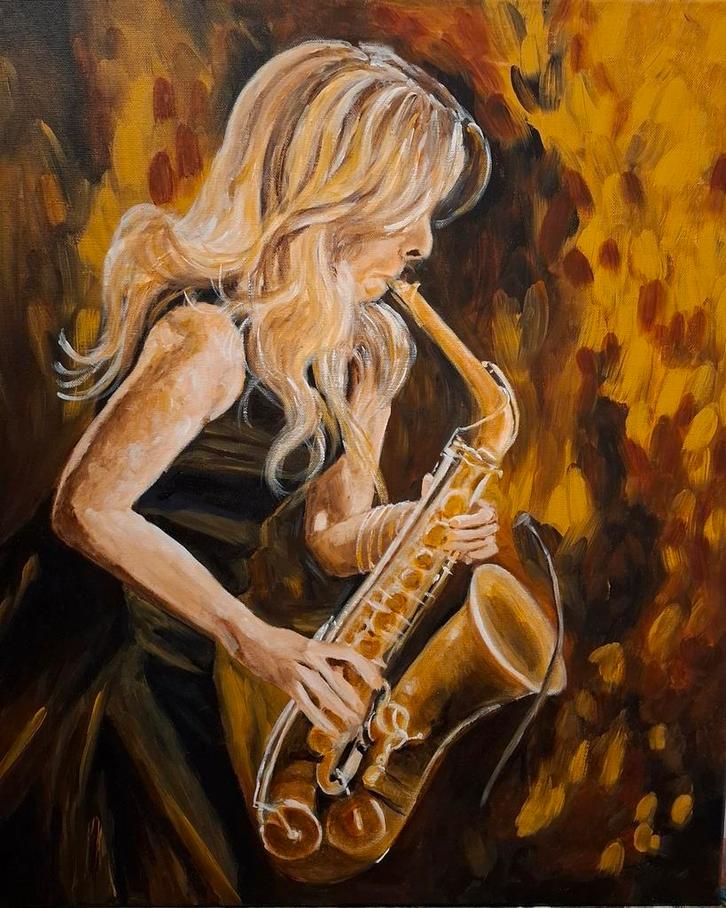 "Candy" schilderij acrylverf op katoen 50x60cm, Antiek en Kunst, Kunst | Schilderijen | Modern, Ophalen of Verzenden