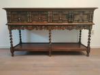 Antiek eikenhouten buffetkastje/sidetable met 2 laden, Ophalen
