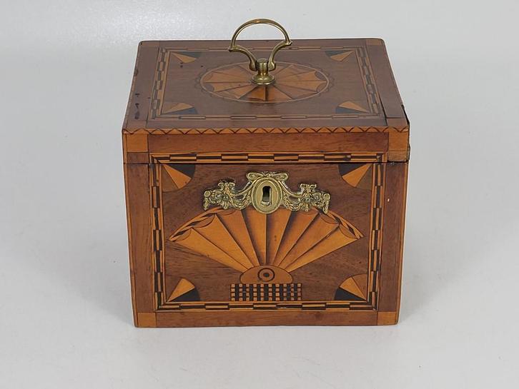 Antieke Marqueterie Theecaddy (Late 18e eeuw), Huis en Inrichting, Woonaccessoires | Kisten, Gebruikt, Minder dan 50 cm, Minder dan 50 cm