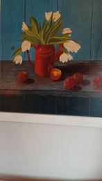 Zeer vrolijk stil leven groot schilderij 90 X 100, Antiek en Kunst, Ophalen