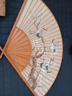 Oosterse  antieke waaier met kraanvogels1 meter, Ophalen of Verzenden