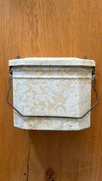 Emaille lunchtrommel met bakje creme beige, Antiek en Kunst, Ophalen of Verzenden